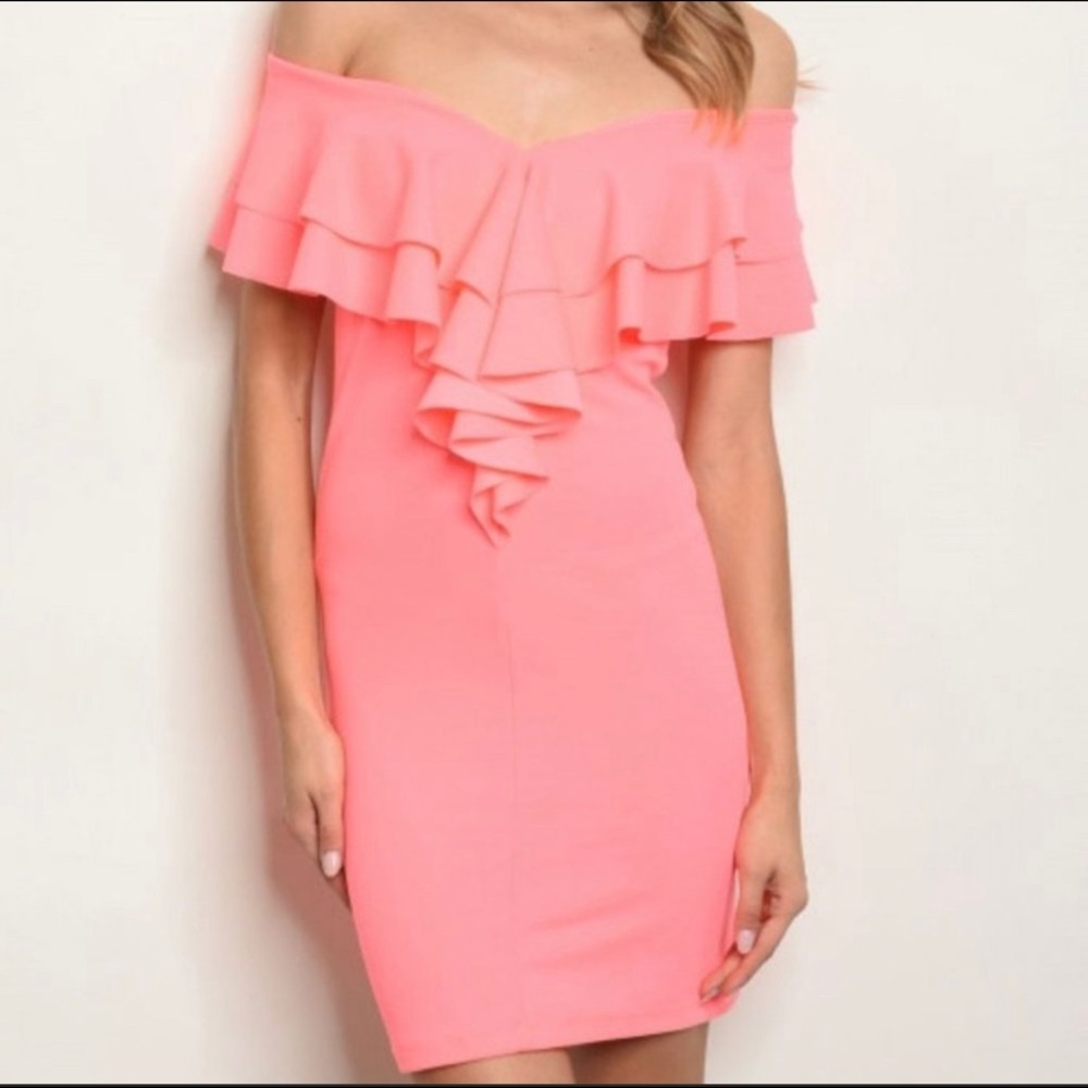 MUST GO! Brand new Neon Pink off shoulder Dress Small and Large left